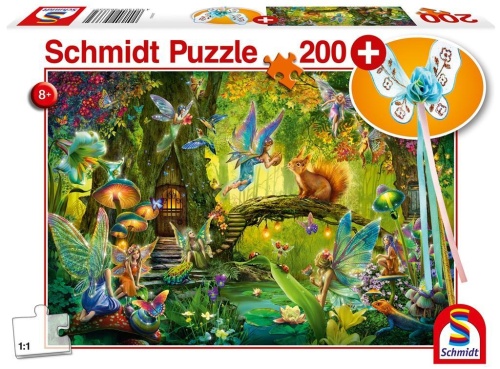 Puzzle 200 Leśne wróżki + różdżka G3, Schmidt