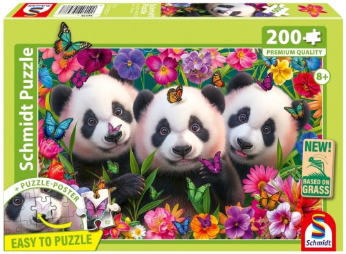 Puzzle PQ 200 Trzy pandy, Schmidt