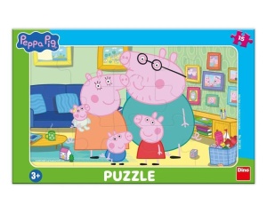 PUZZLE RAMKOWE ŚWINKA PEPPA RODZINA 15EL
