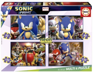 PUZZLE 4W1 SONIC PRIME (FLUORESCENCYJNE), EDUCA