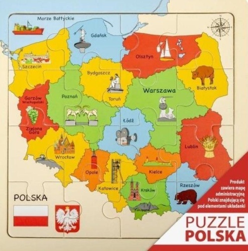 Puzzle Mapa drewniane 25x25cm, Daffi