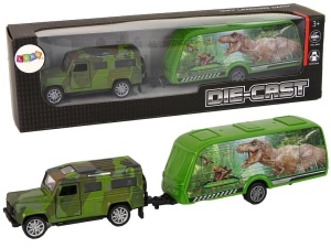 JEEP Z PRZYCZEPĄ Z DINOZAURAMI, LEANTOYS