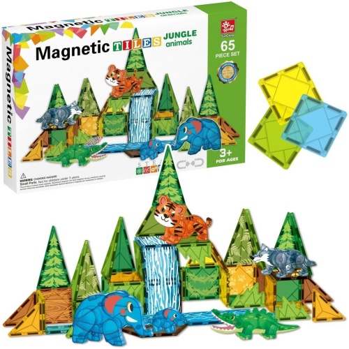 Klocki magnetyczne dżungla 65el, Trifox