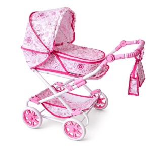 WÓZEK DLA LALEK 2W1 NEW BABY MONIKA FLOWERS
