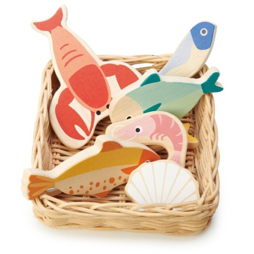 Wiklinowy koszyk z rybami, Tender Leaf Toys