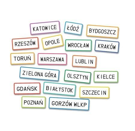Rzepy nazwy miast do mapy Polski 18szt, Akson