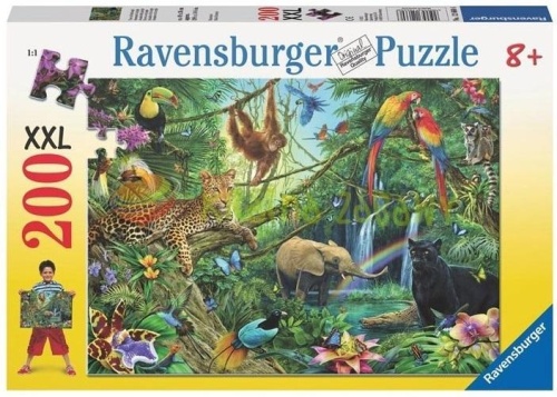 Puzzle 200 Zwierzęta w dżungli XXL, Ravensburger