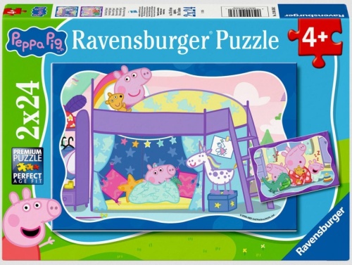 Puzzle 2D 2x24 Dobranoc Peppa 2x24, Ravensburger
