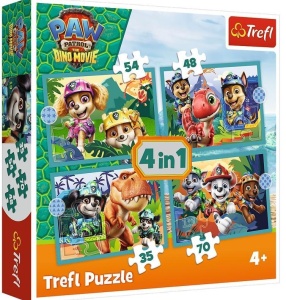 PUZZLE 4W1 HISTORIE Z WYSPY DINOZAURÓW TREFL