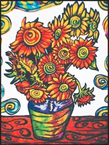 KOLOROWANKA WELWETOWA 47X35 VAN GOGH. SŁONECZNIKI