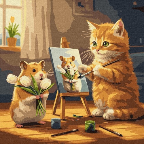 Malowanie po numerach - Keith jest artystą 40x40cm