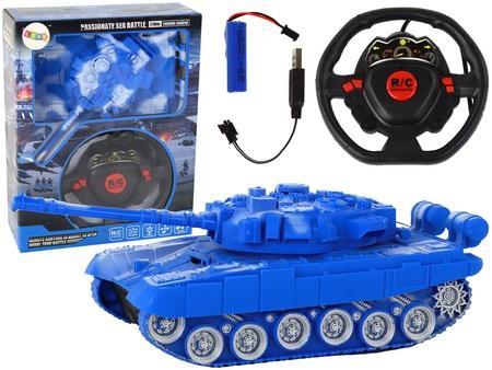 Czołg R/C niebieski 1:18 światło dźwięk, Leantoys