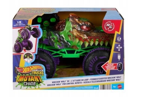 Hot Wheels Monster Trucks Wreckin Wolf RC, Mattel