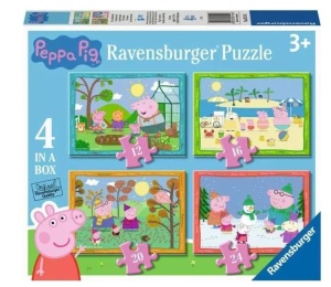 PUZZLE 2D 4W1 ŚWINKA PEPPA PORY ROKU, RAVENSBURGER