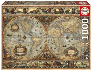 PUZZLE 1000 STARA MAPA ŚWIATA, EDUCA