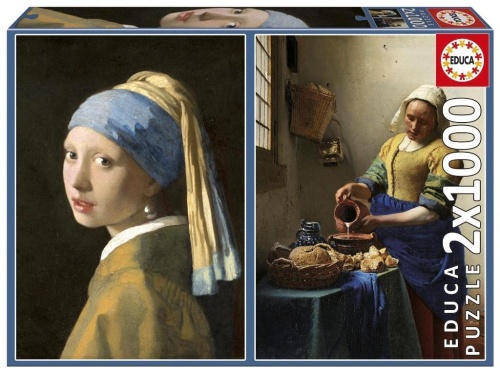 Puzzle 2x1000 Dziewczyna z perłą Mleczarka Vermeer